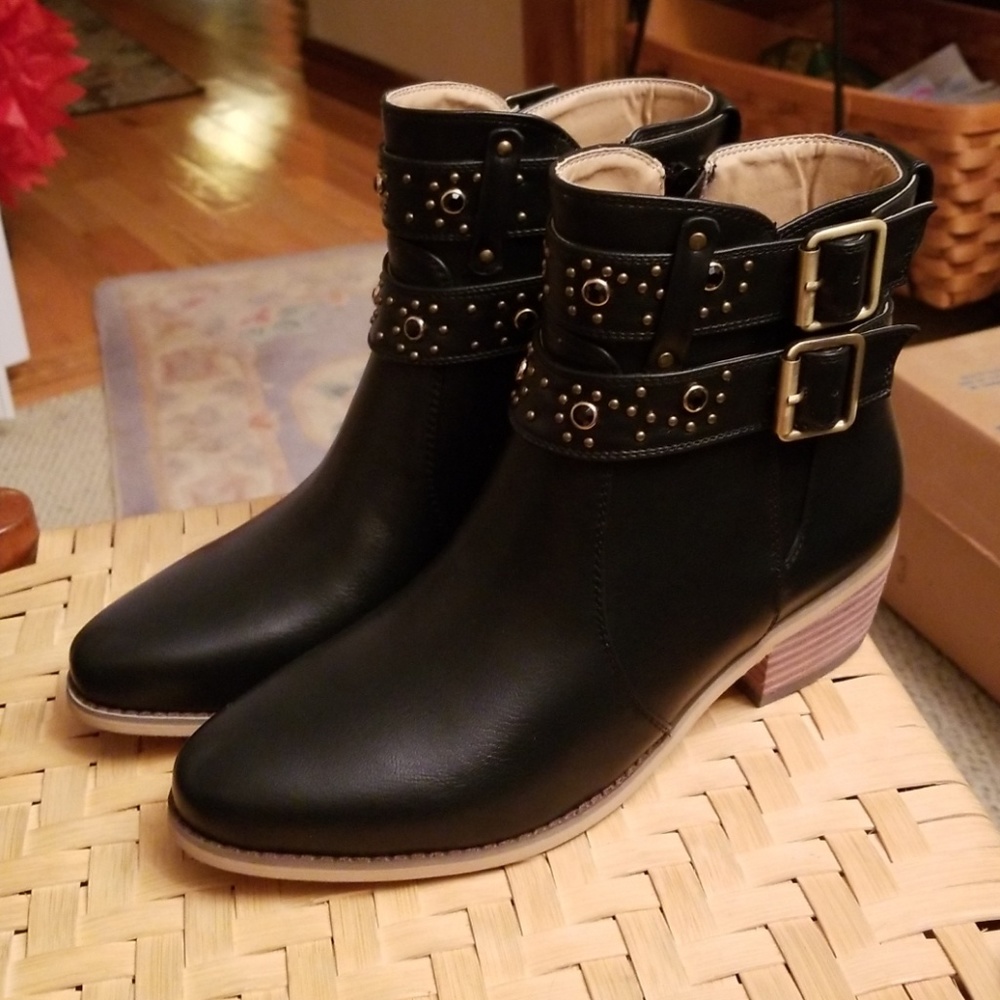 Double strap studded bootie